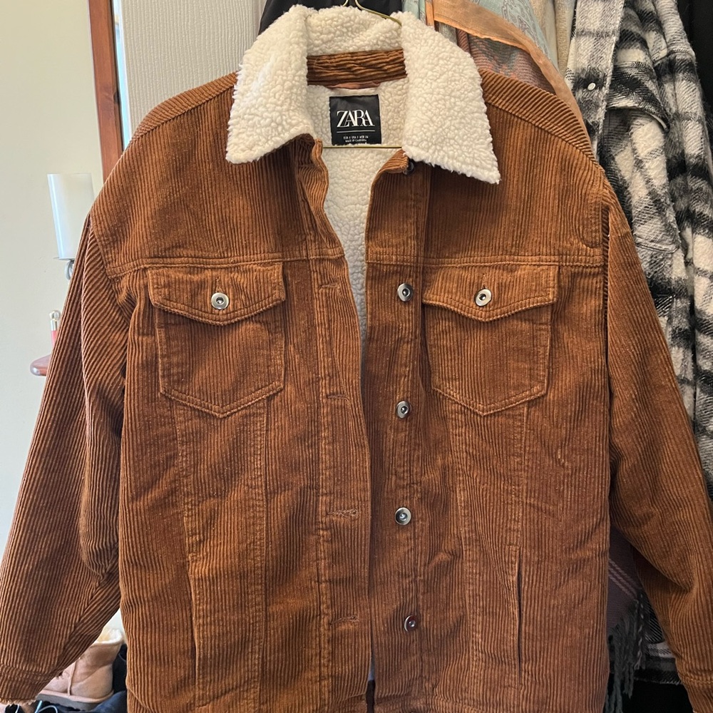 Zara Tan Corduroy & Shearling Jacket
